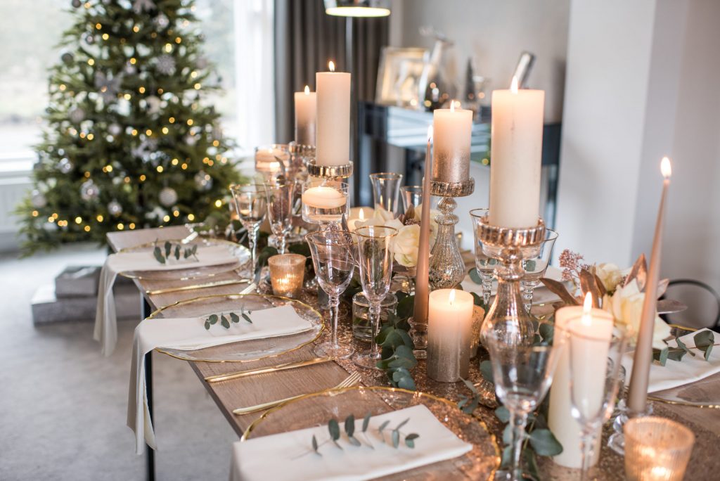 well decorated christmas table