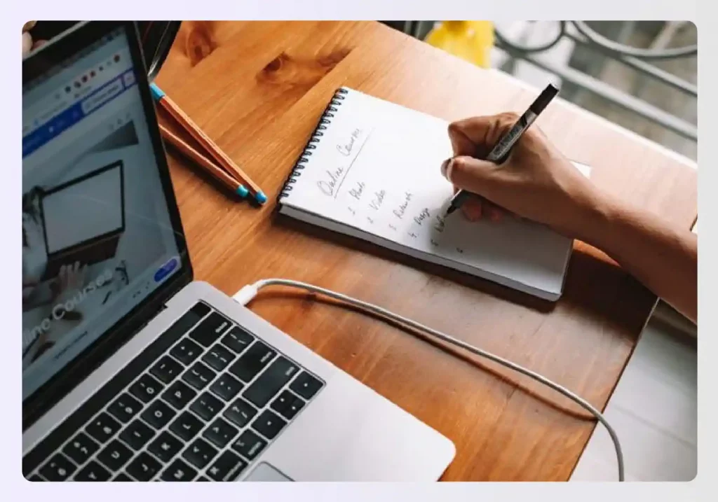 An interior designer listing required resources for a project