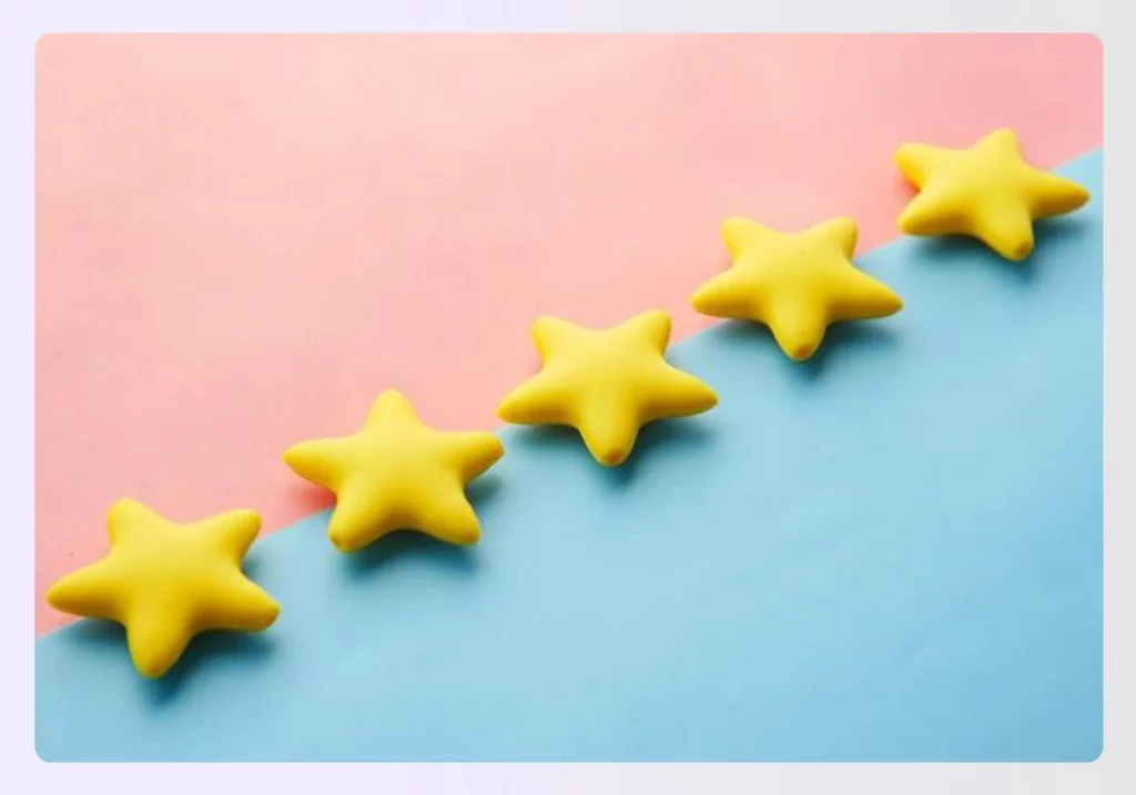 Five yellow stars representing positive client feedback and reviews