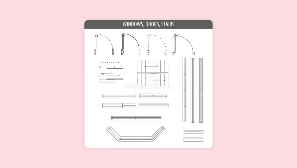 Foyr's library includes all standard door and window symbols for professional floor plans.