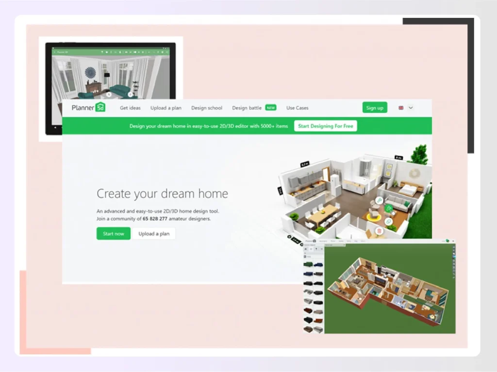 Planner 5D website to create your dream home