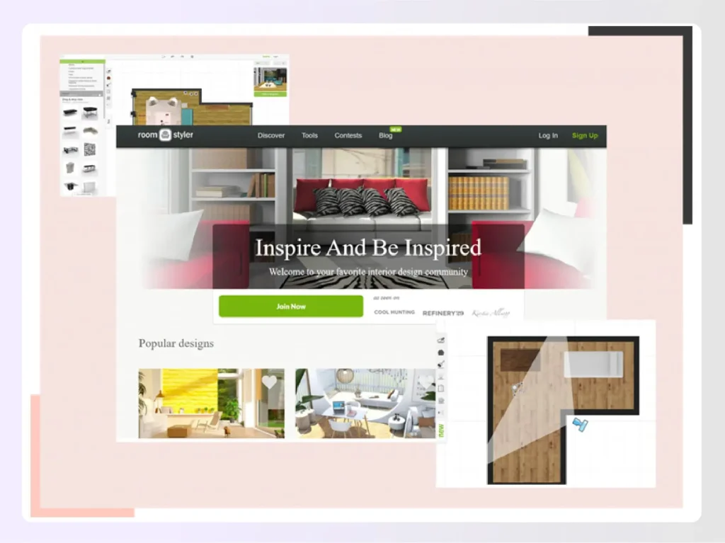 Room Styler website with 2D floor planner
