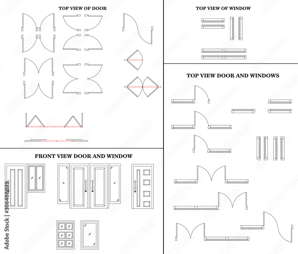 door and window symbol in floor plan