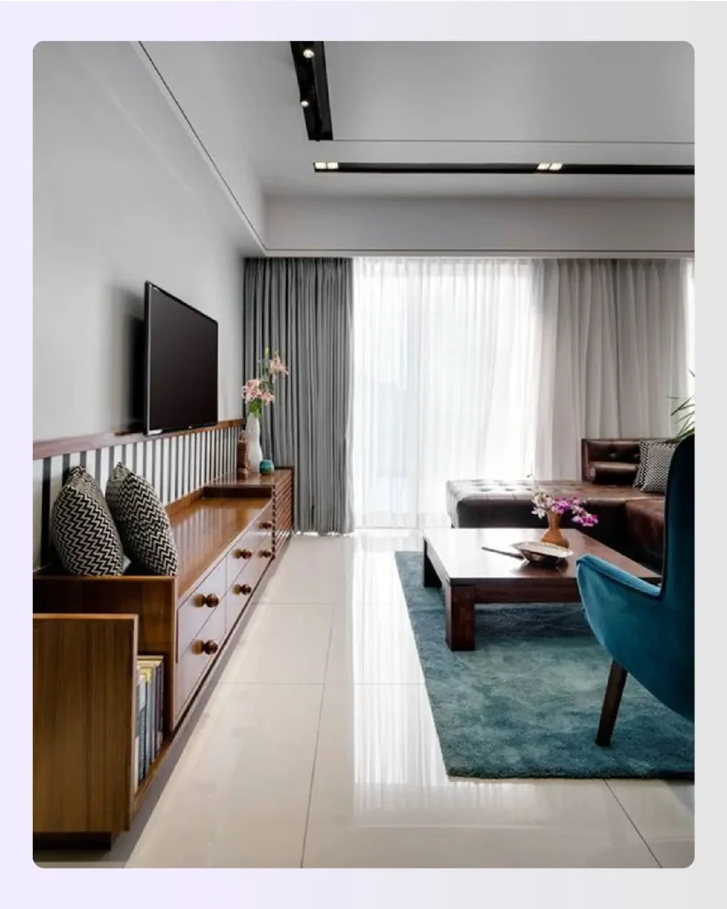 Open living room with clear pathways for easy movement Open living room with clear pathways for easy movement