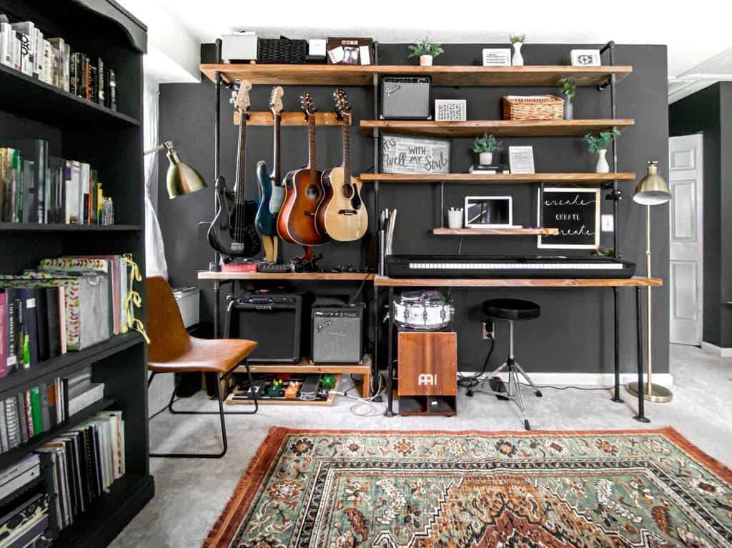 setup music instruments in the living room