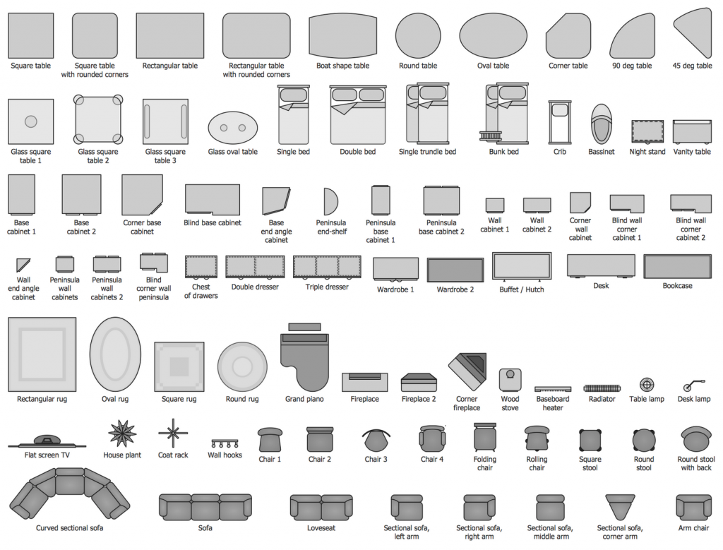 furniture icons for floor plans