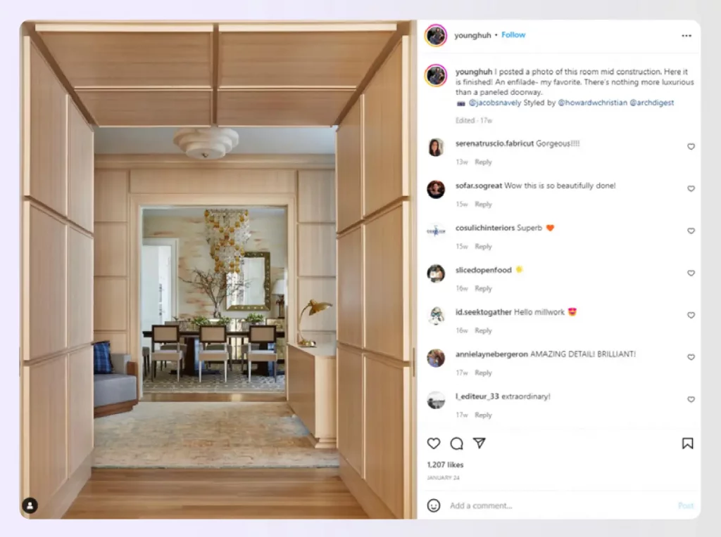 An elegant hallway design with beautiful wood paneling