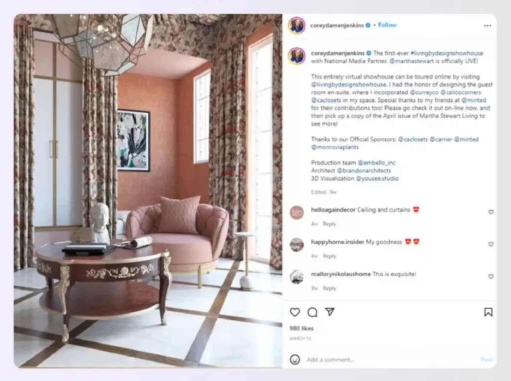 An elegant room with bold patterns and rich colors