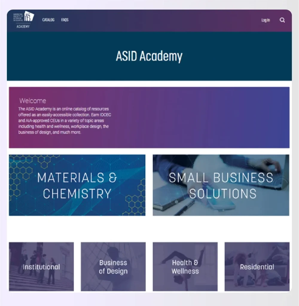 The ASID Academy online learning portal The ASID Academy online learning portal