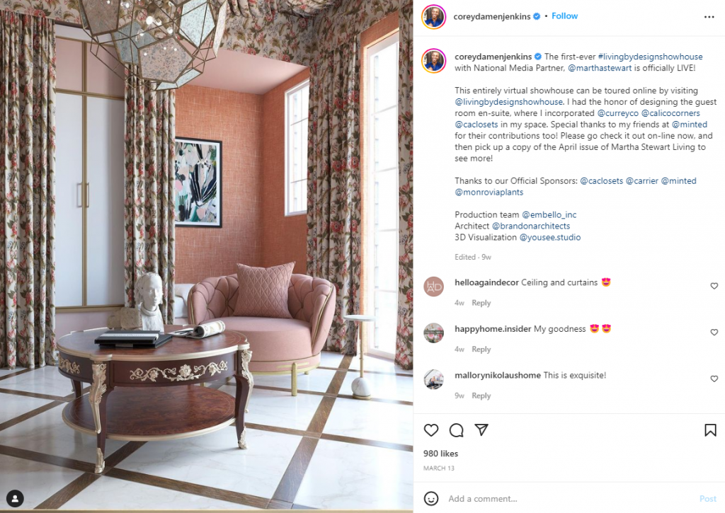 corey damen jenkins interior design instagram influencers