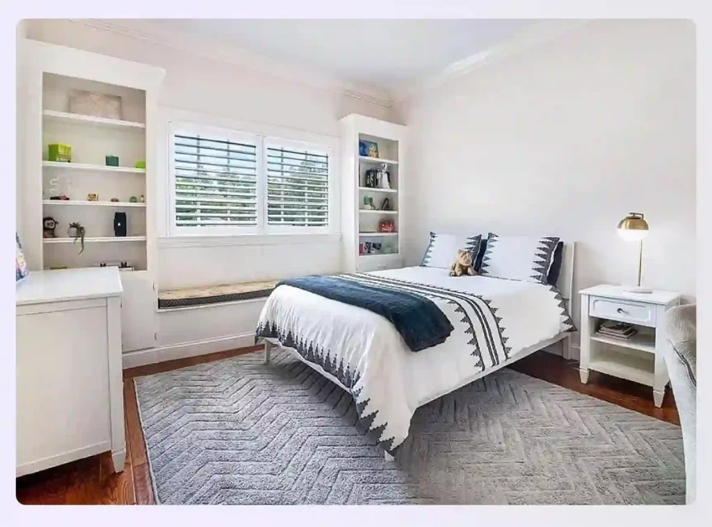 Custom built-in shelving for bedroom storage