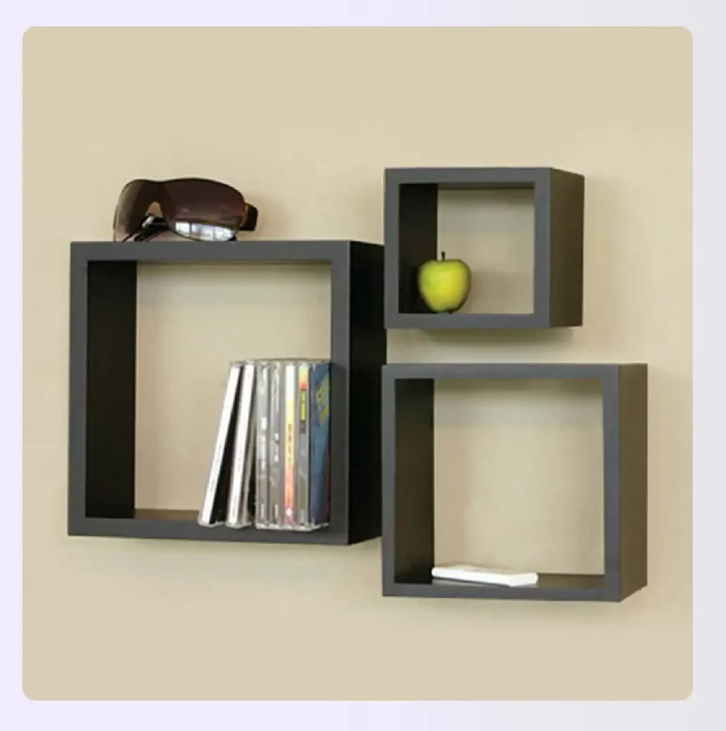 Geometric box-framed shelves