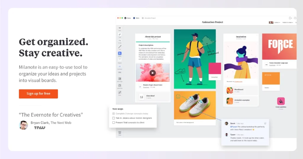 Milanote collaborative workspace platform interface Milanote collaborative workspace platform interface