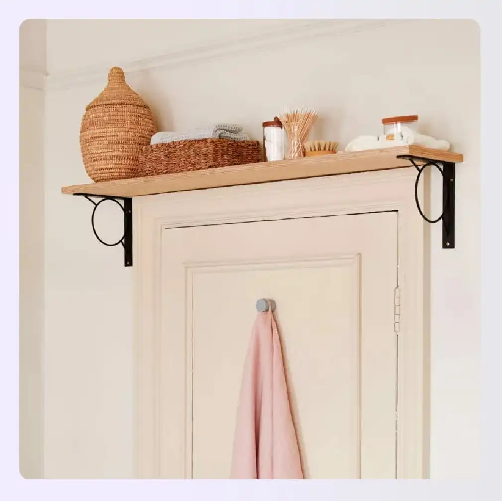 Over door shelf offering vertical storage