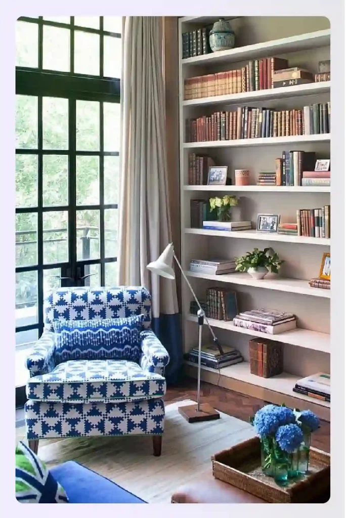 Reading nook with integrated shelving units
