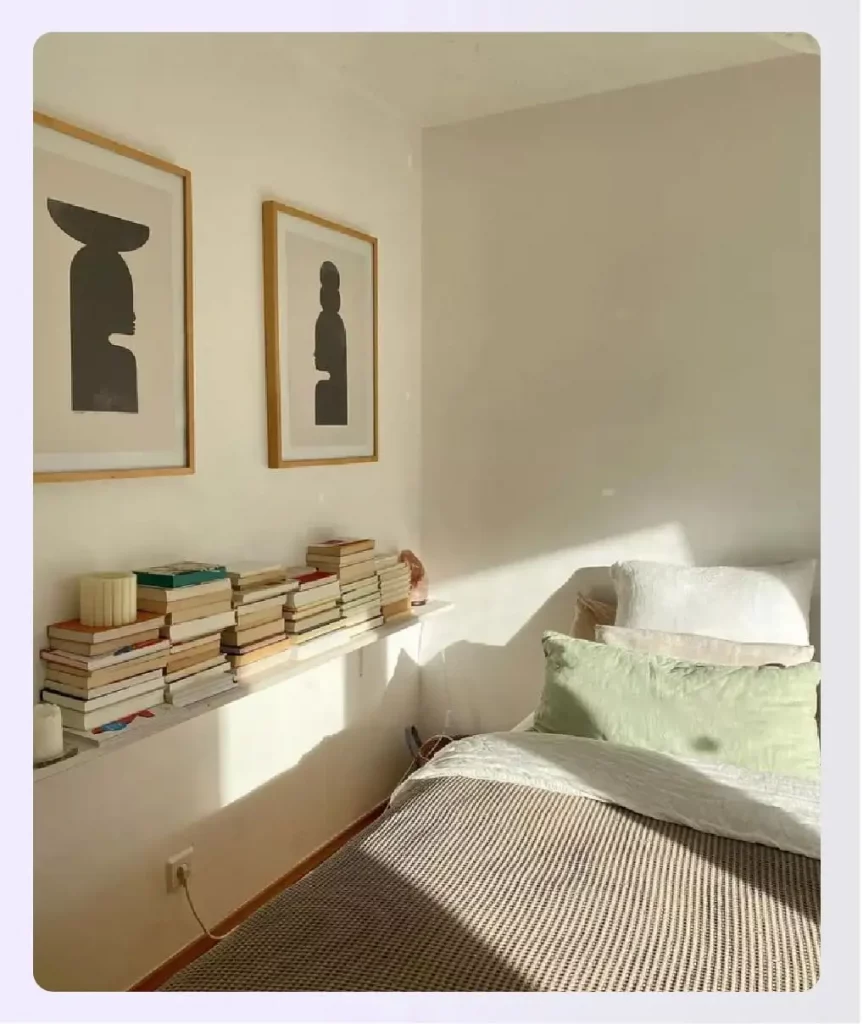 Single shelf for books above bedside