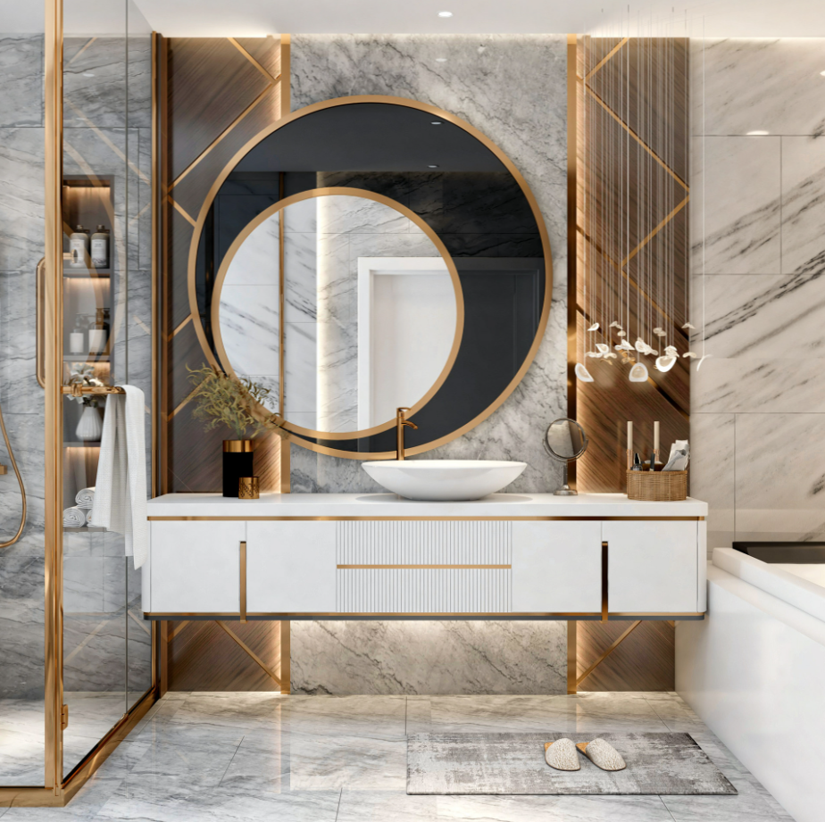 curvy mirror for bathroom decor ideas