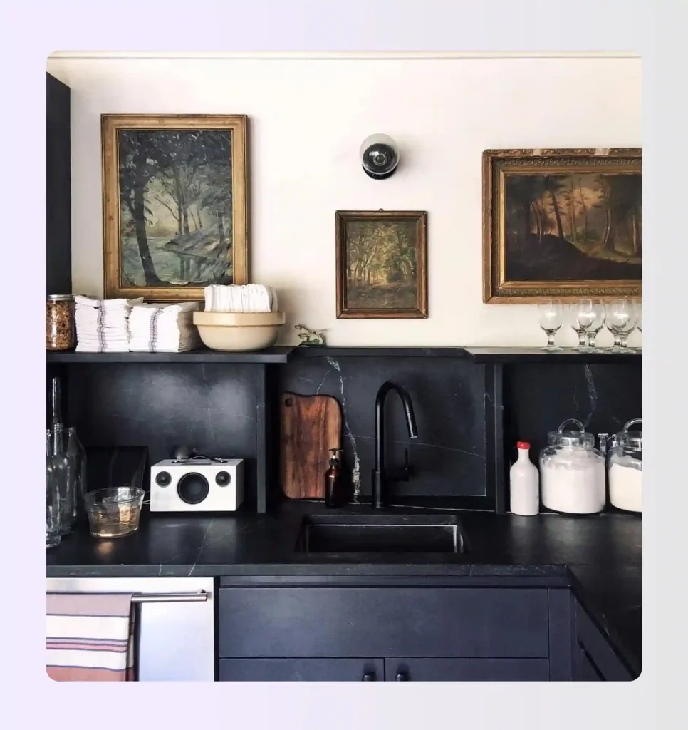 Family photo gallery wall above kitchen dining area Family photo gallery wall above kitchen dining area