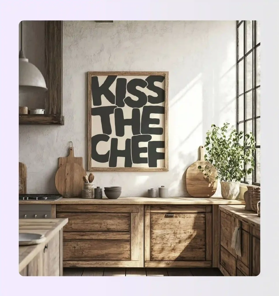 Oversized abstract art print as feature modern kitchen wall decor Oversized abstract art print as feature modern kitchen wall decor