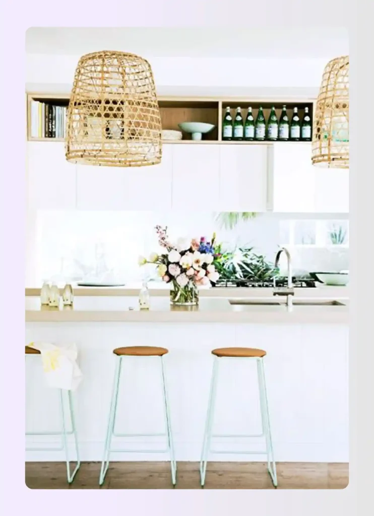 Bohemian macrame wall hanging adding texture to kitchen wall Bohemian macrame wall hanging adding texture to kitchen wall