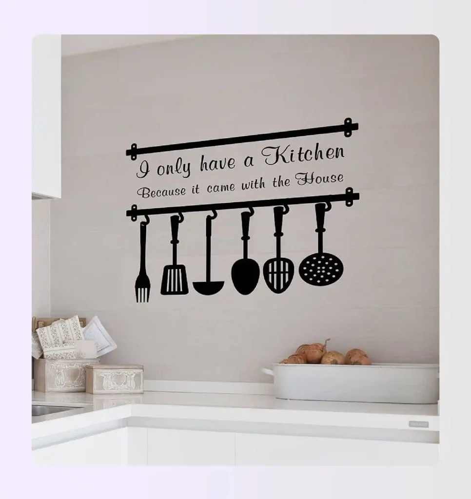 Colorful vinyl wall decals adding kitchen wall decor interest Colorful vinyl wall decals adding kitchen wall decor interest