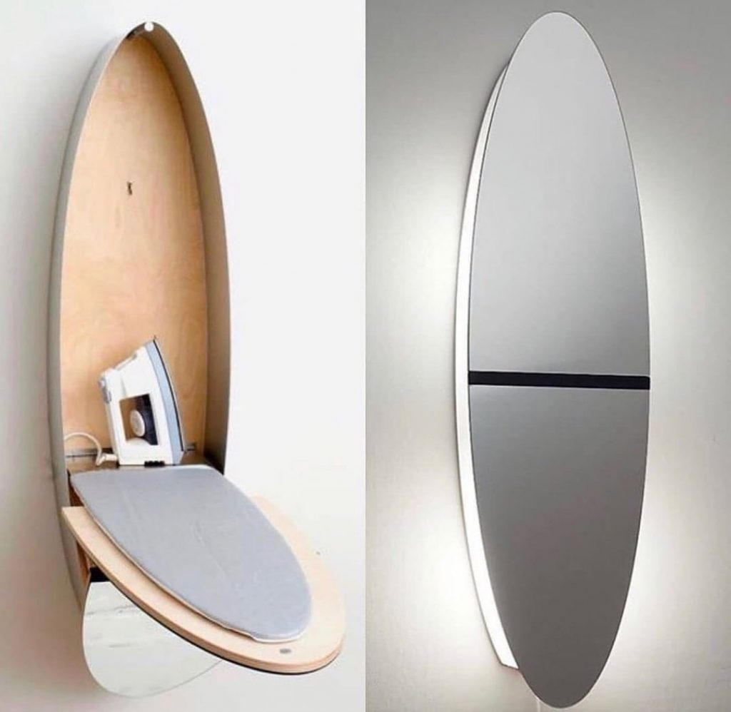 ironing board cum mirror - space saving furniture ideas