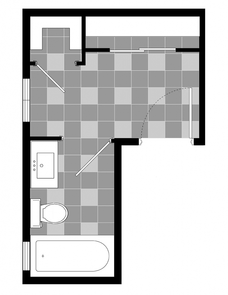 l shaped bathroom layout