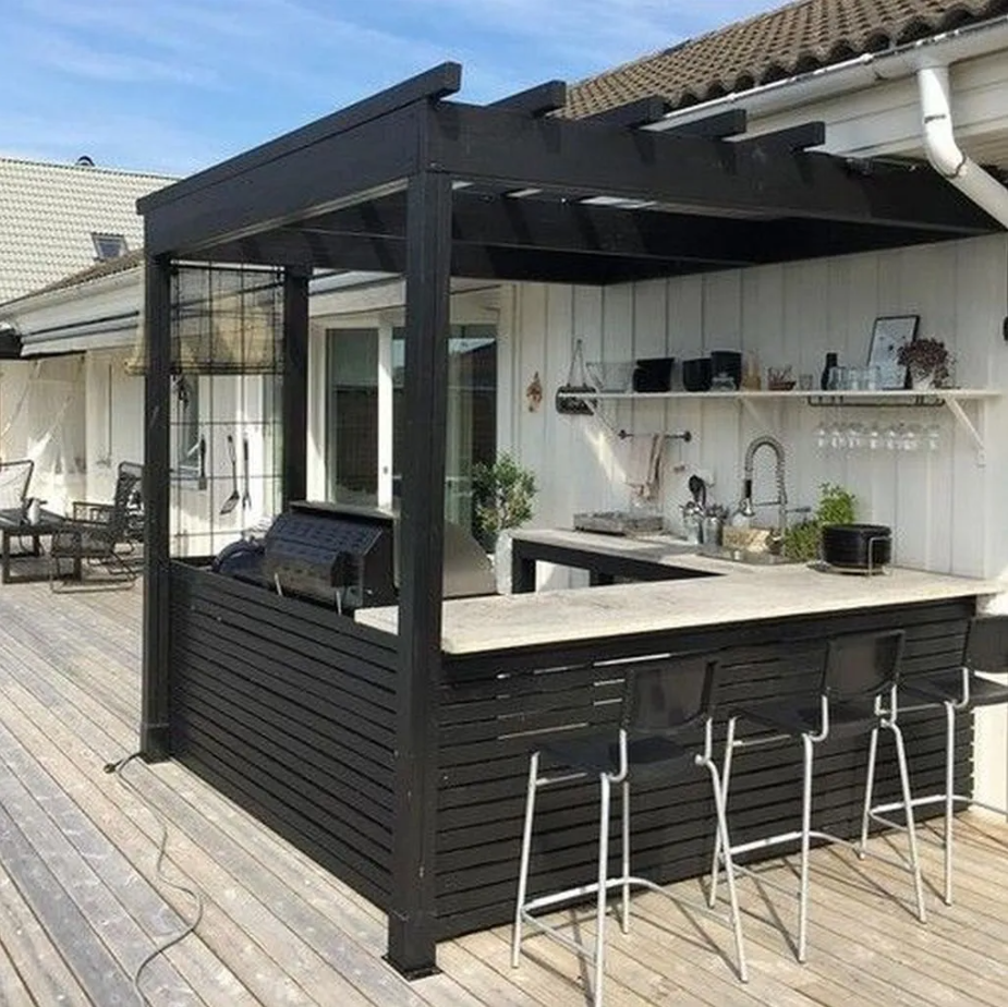 outdoor kitchen with mini bar