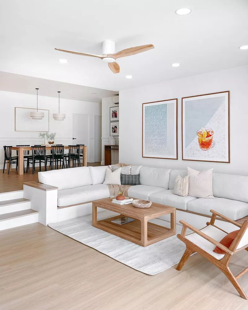 sunken living room design ideas - beachy type