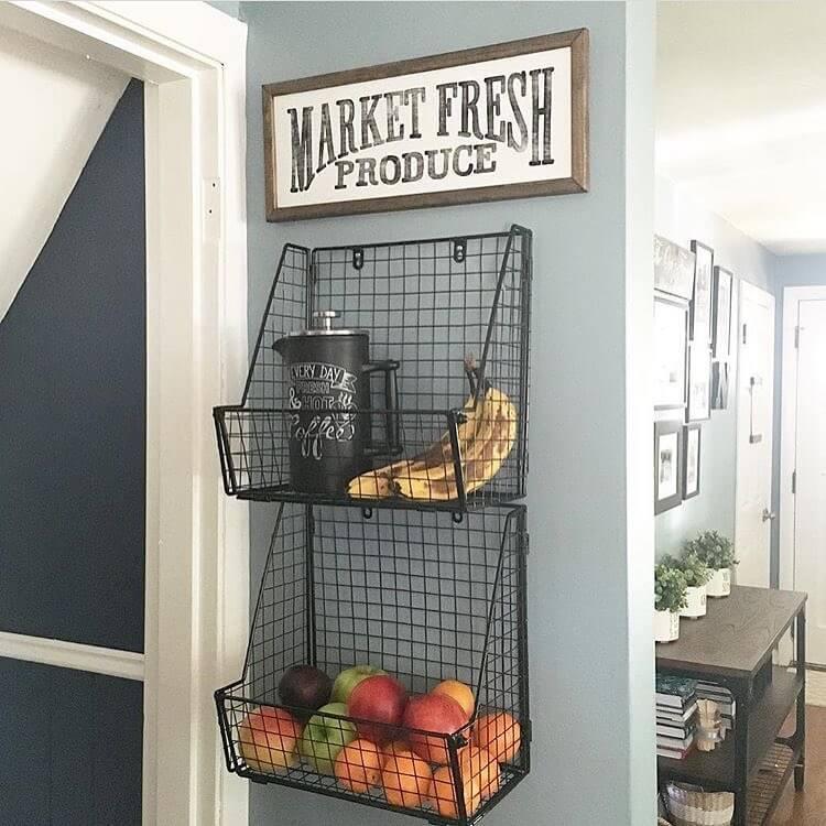 wall basket decor for kitchen wall