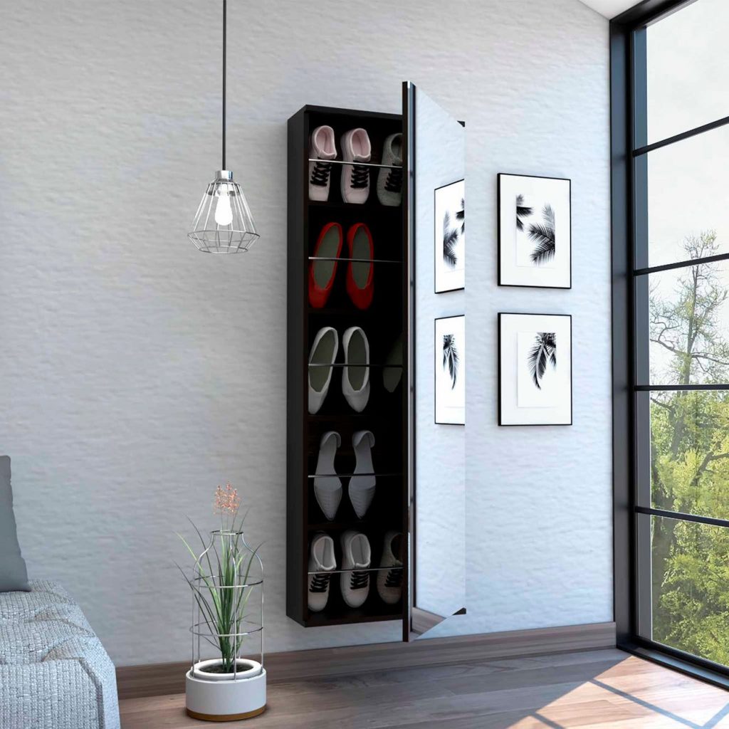 wall mounted shoe unit for space saving furniture