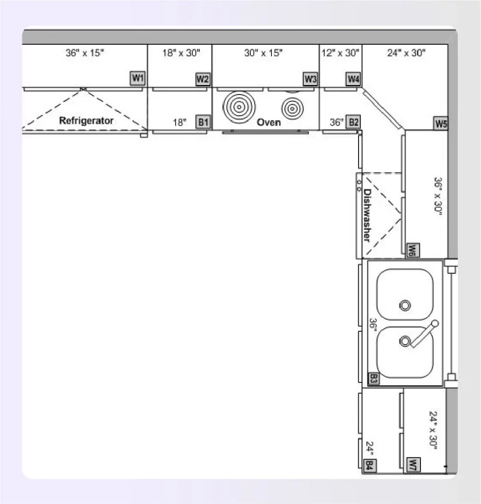 A compact L-shaped kitchen tucked neatly into a corner