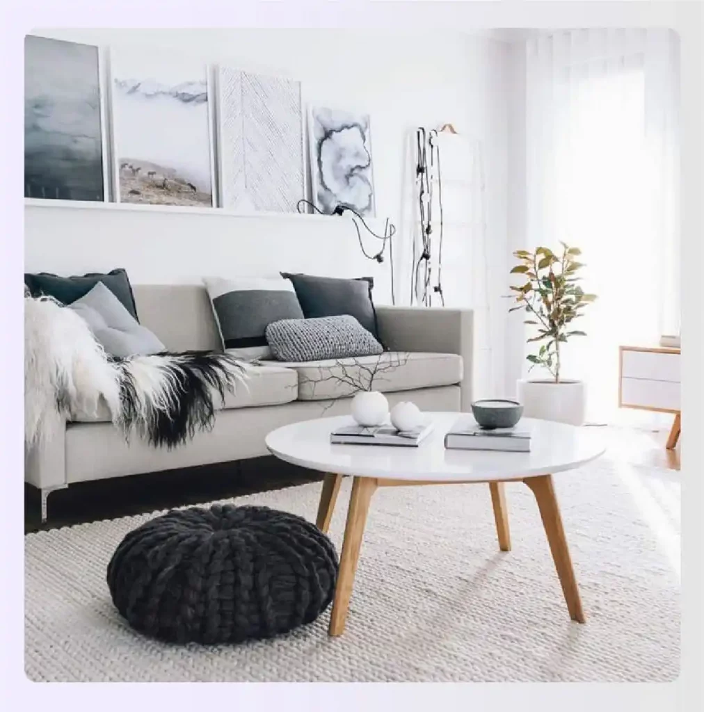 Calm and tidy living room with clean lines