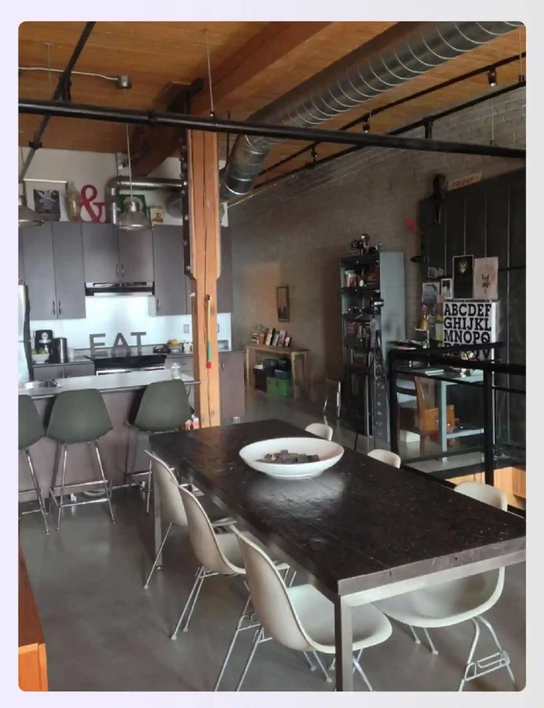Exposed ductwork used as a design feature in industrial design