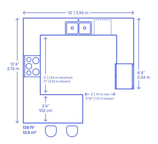 7 Types of Kitchen Floor Plans with Dimensions - Foyr Neo