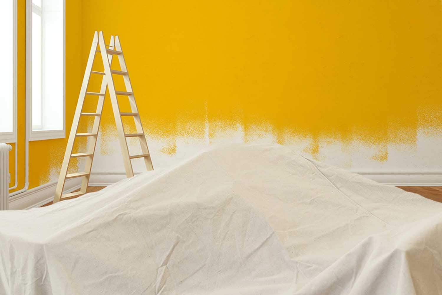 how to paint a room - use fabric drop cloths