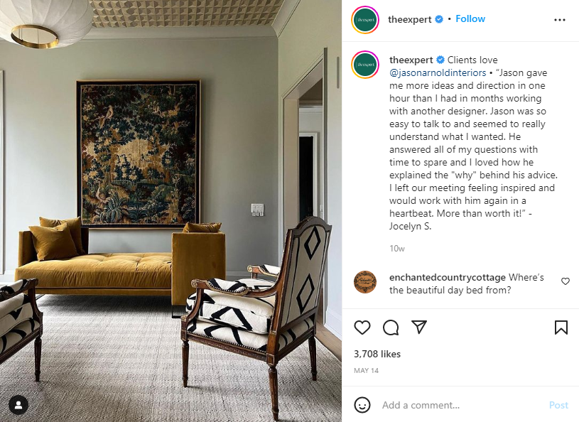 instagram content ideas for interior design - share your personal story