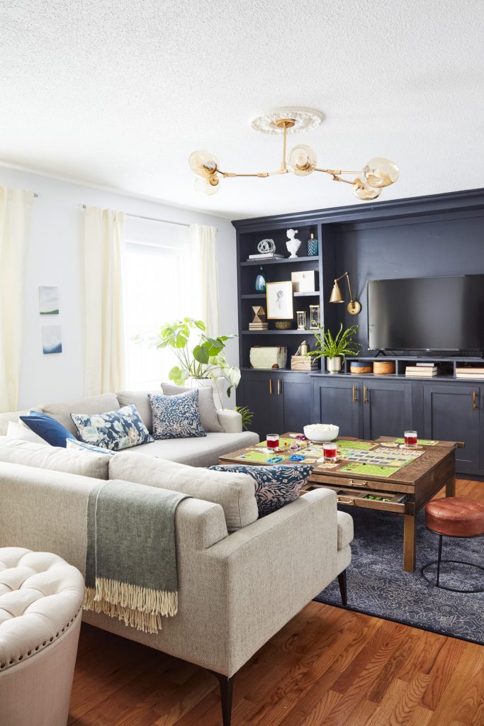 interior color schemes - black and navy and beige
