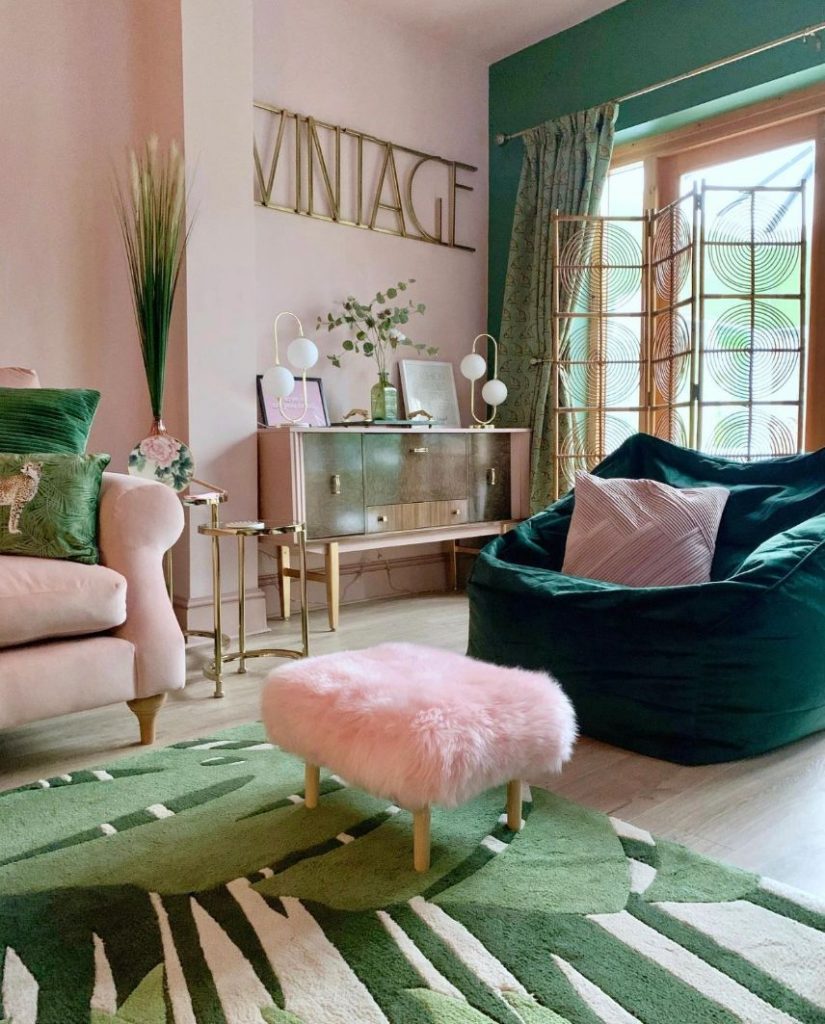 interior color schemes - pink and green