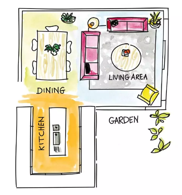 kitchen dining family room floor plans