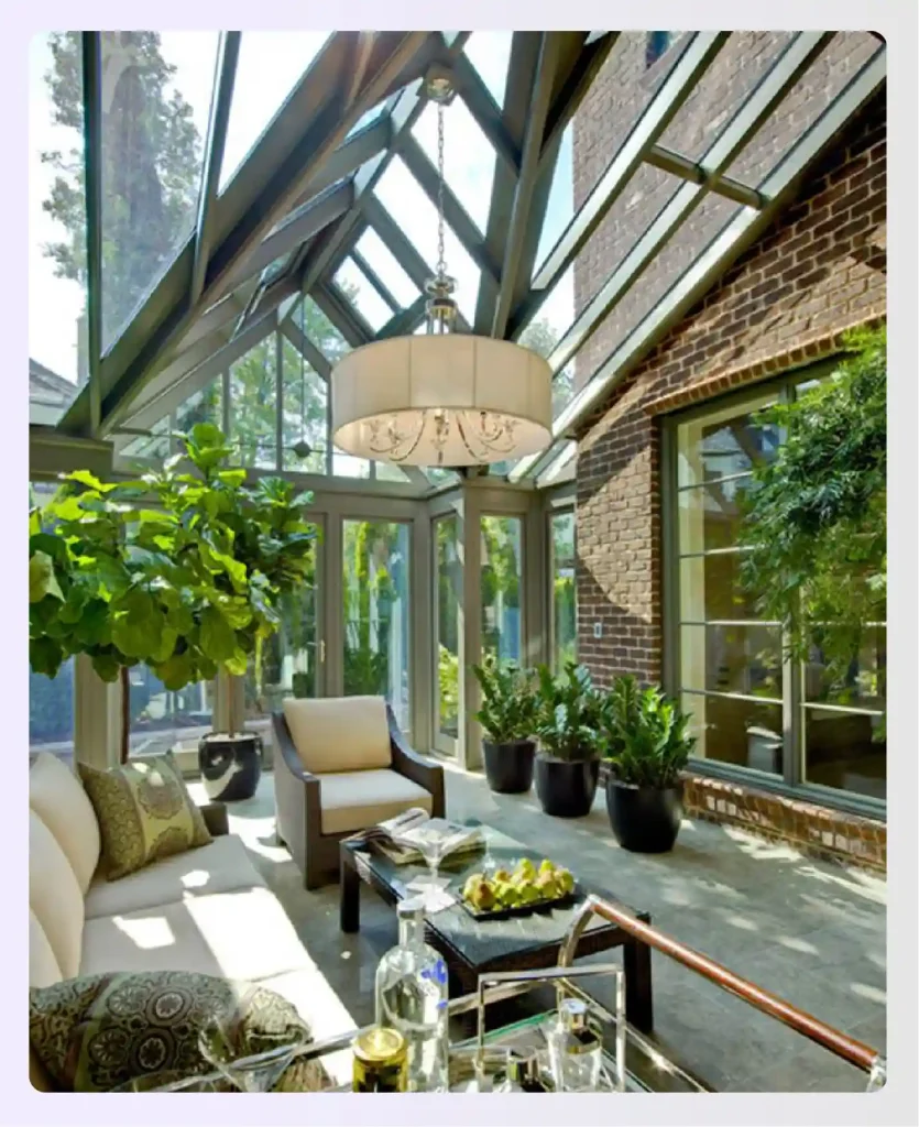 Glass sunroom used as a potting stationgreenhouse