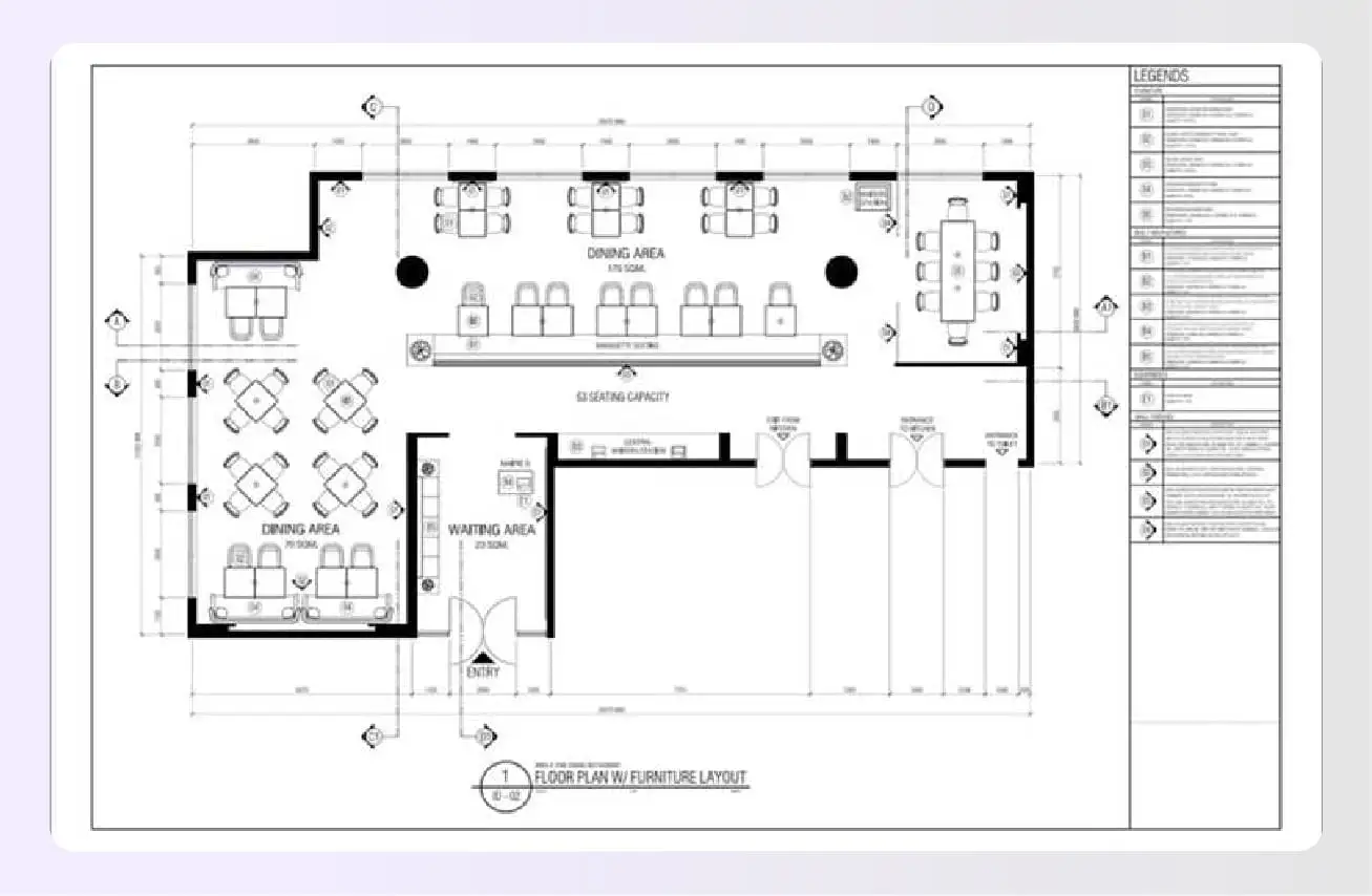 Fine dining room layout example Fine dining room layout example