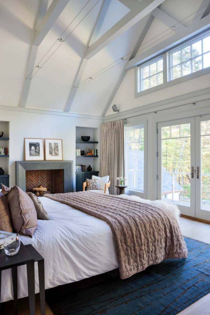 master bedroom with high ceiling