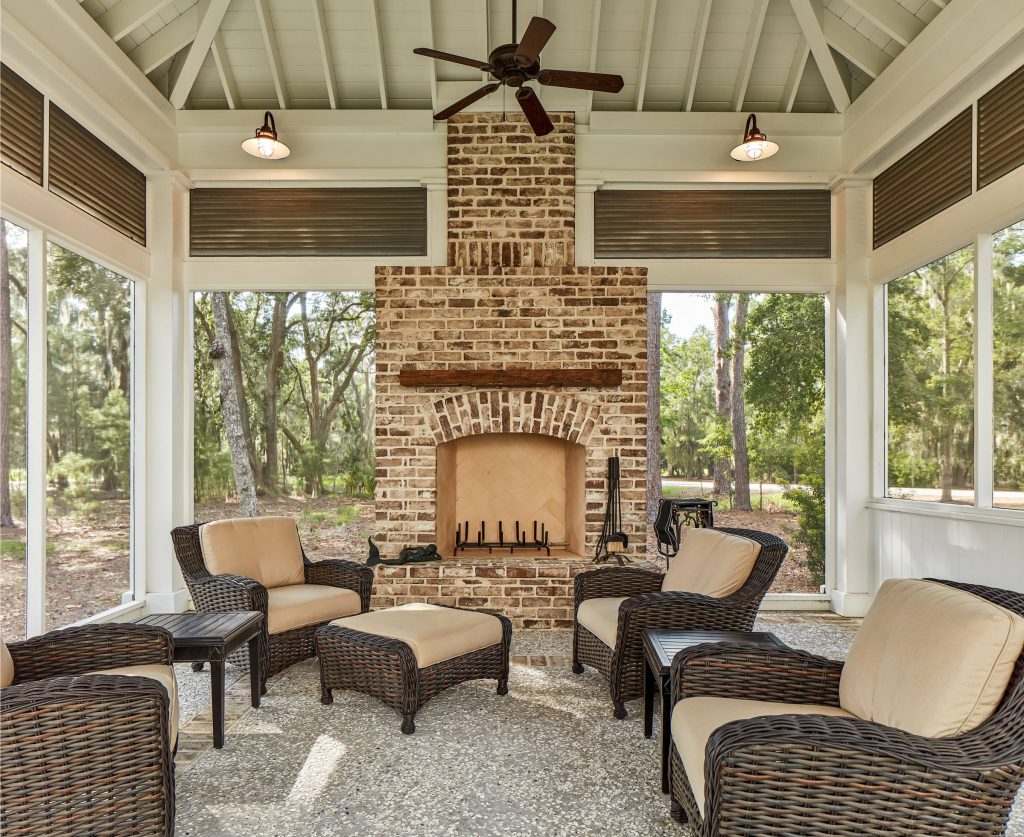 sunroom decor ideas - outdoor fireplace