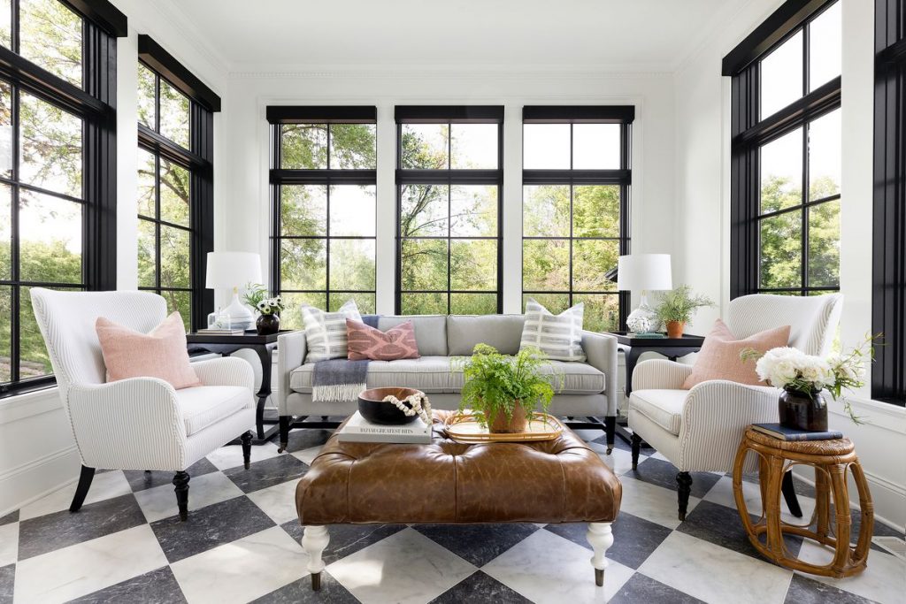 sunroom decorating ideas - black and white paint