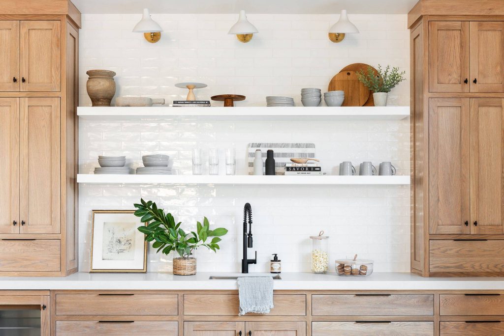 small kitchen design ideas - open shelving