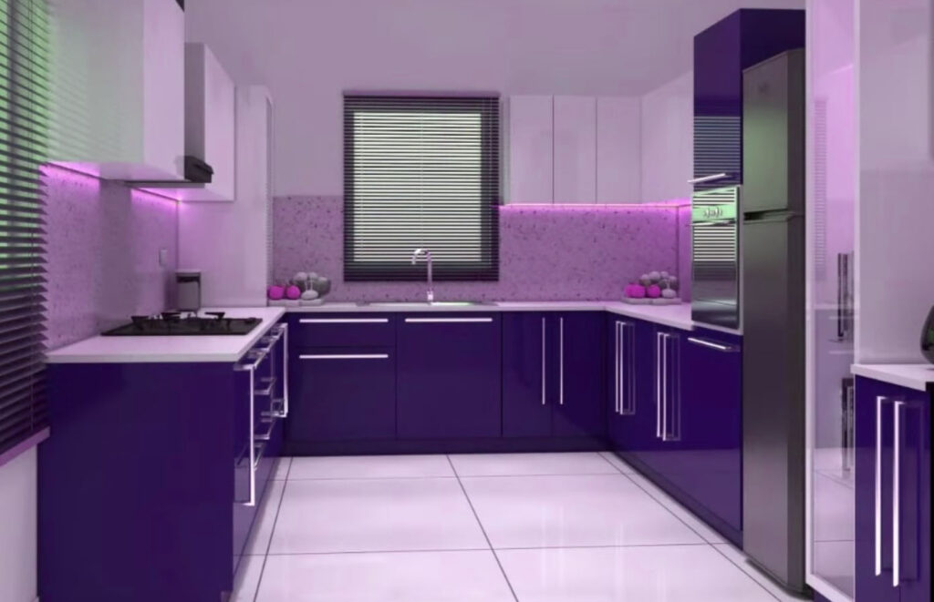 small kitchen ideas - add colored perspex panels