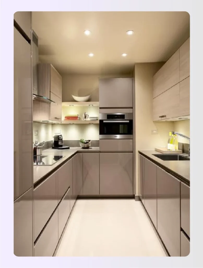 High gloss champagne kitchen cabinets 