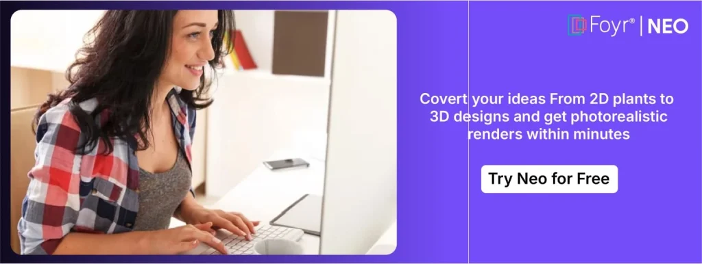 Interior designer using Foyr on her computer
