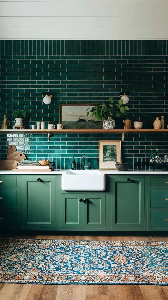 kitchen color schemes - all green